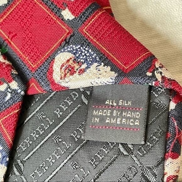 Silk Christmas Tie Black Brown Santa Ferrell Reed Derringers Vintage Christmas - Picture 5 of 7